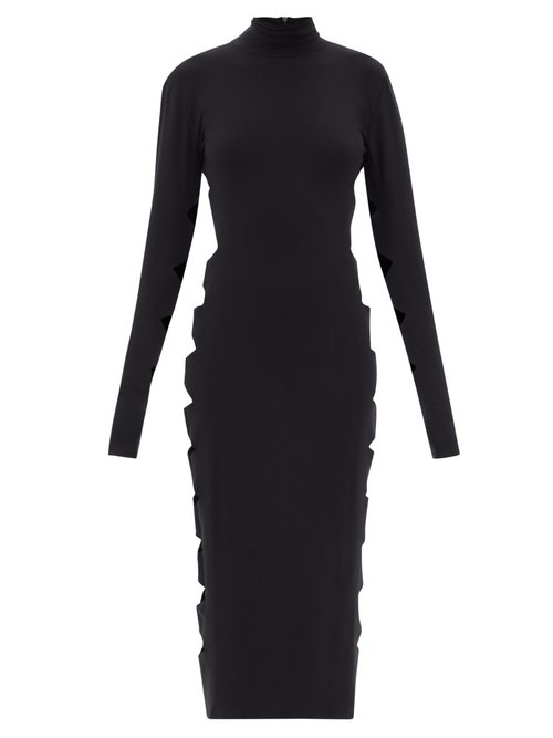 Norma Kamali - Alligator Side-slit Jersey Midi Dress Black