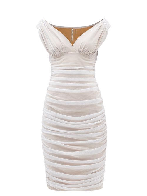 Buy Norma Kamali - Tara Ruched Jersey Dress White online - shop best Norma Kamali clothing sales