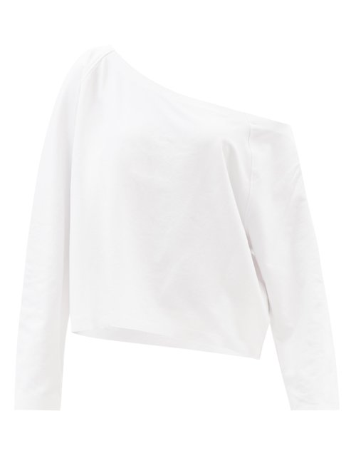Norma Kamali - Off-the-shoulder Cotton-blend Sweatshirt White