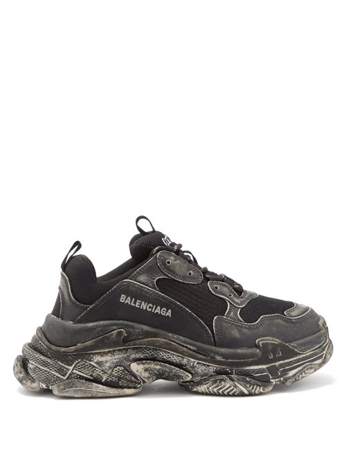 Balenciaga - Triple S Faux-leather And Mesh Trainers Black