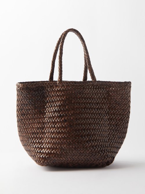 Dragon Diffusion Grace Double Jump Small Woven-leather Basket Bag