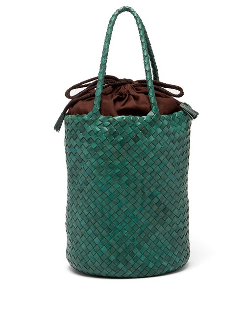 Jackey Woven-leather Bucket Bag