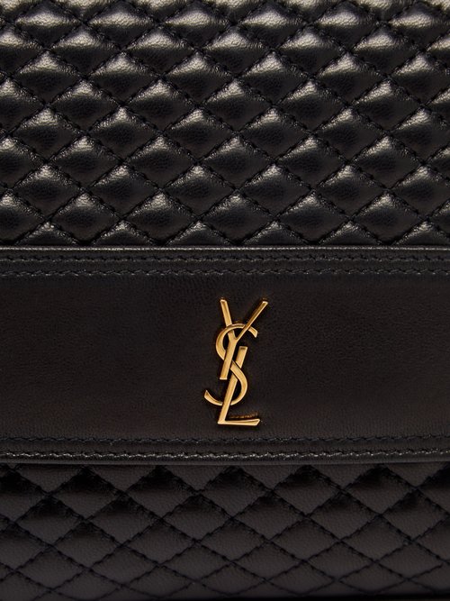 Saint Laurent Victoire Leather Shoulder Bag in Black