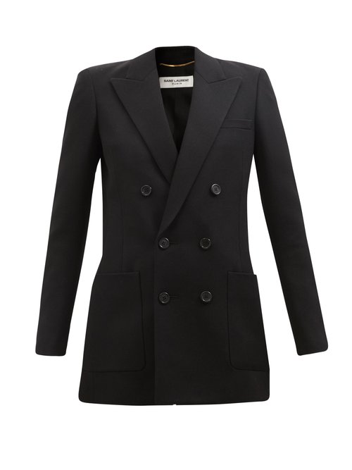 Saint Laurent - Double-breasted Wool-gabardine Suit Jacket Black
