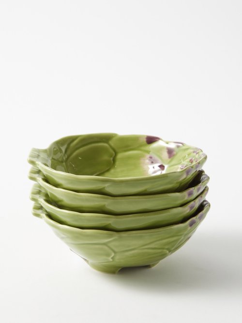 Bordallo Pinheiro - Set Of Four Artichoke Earthenware Bowls - Green