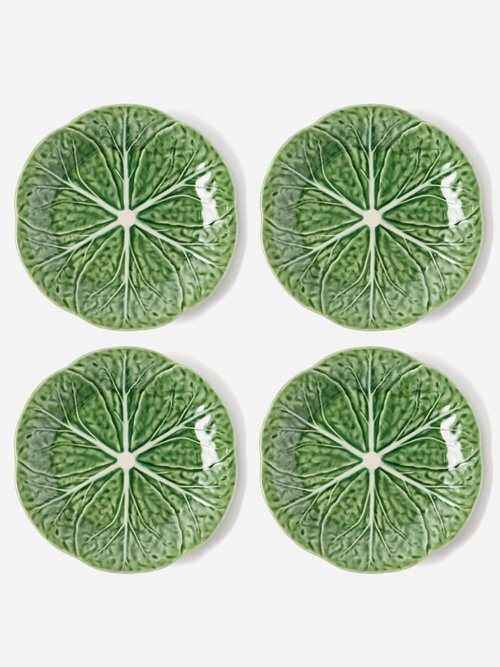Bordallo Pinheiro - Set Of Four Cabbage Earthenware Side Plates - Green