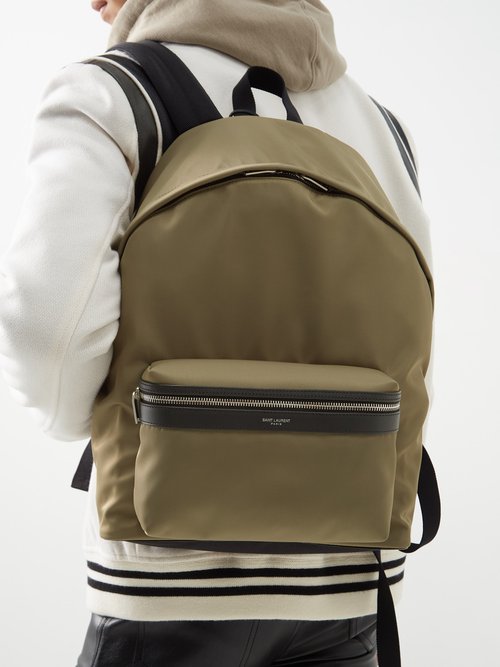 Logo-Print Leather-Trimmed Shell Backpack