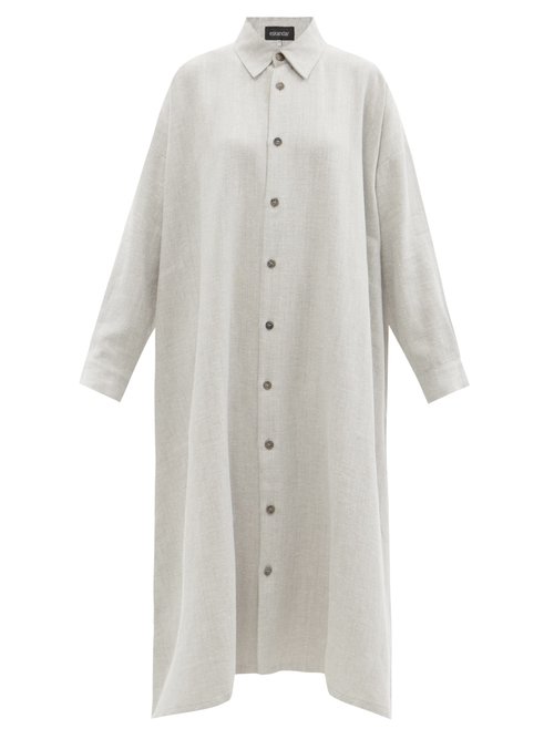 Eskandar - Delave-dyed Linen-blend Shirt Dress Light Grey
