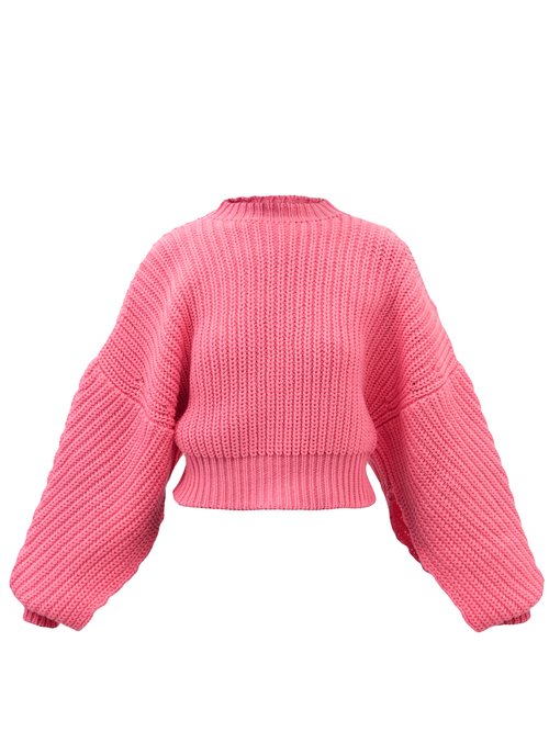 A.W.A.K.E. Mode Cold-shoulder Open-sleeve Wool-blend Sweater