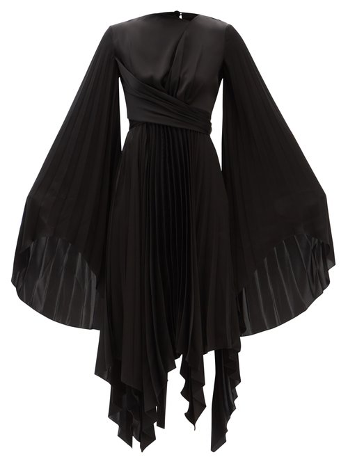 A.w.a.k.e. Mode - Asymmetric Pleated Crepe Dress Black