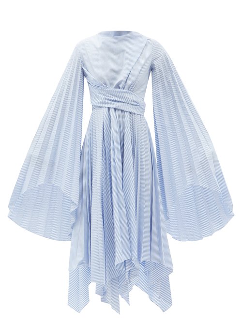 A.w.a.k.e. Mode - Asymmetric Pleated Crepe Dress Blue