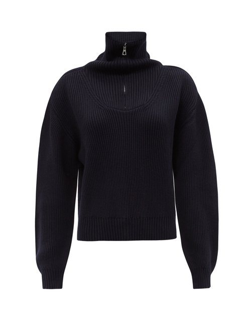 Officine Générale - Tiphaine Merino Wool Roll-neck Sweater Navy