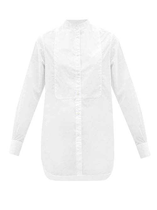 Officine Générale - Amelia Band-collar Cotton-poplin Shirt White