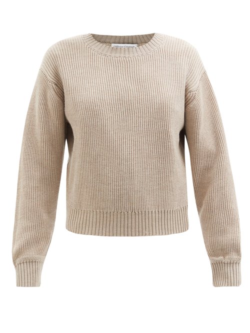 Officine Générale - Perrine Ribbed-knit Merino-wool Sweater Beige
