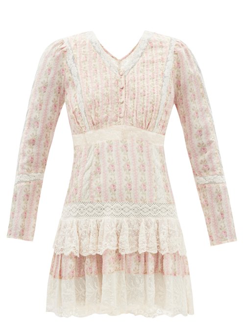 Buy Loveshackfancy - Pirelle Floral-print Silk Mini Dress Pink Print online - shop best LoveShackFancy clothing sales