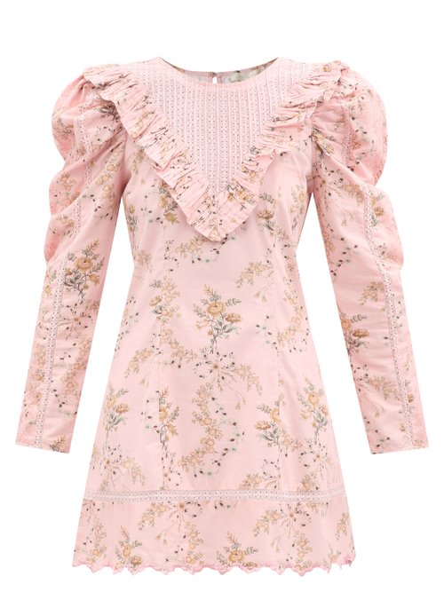 Loveshackfancy Cedella Floral-print Cotton Mini Dress In Pink | ModeSens