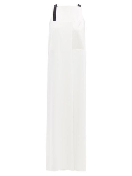 Omer Asim - Square-neck Pleated Crepe De-chine Dress White
