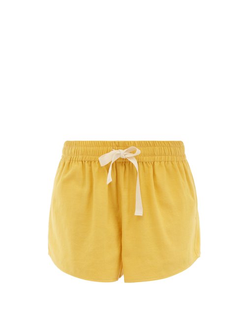 Marrakshi Life - High-rise Cotton-canvas Shorts Yellow Beachwear