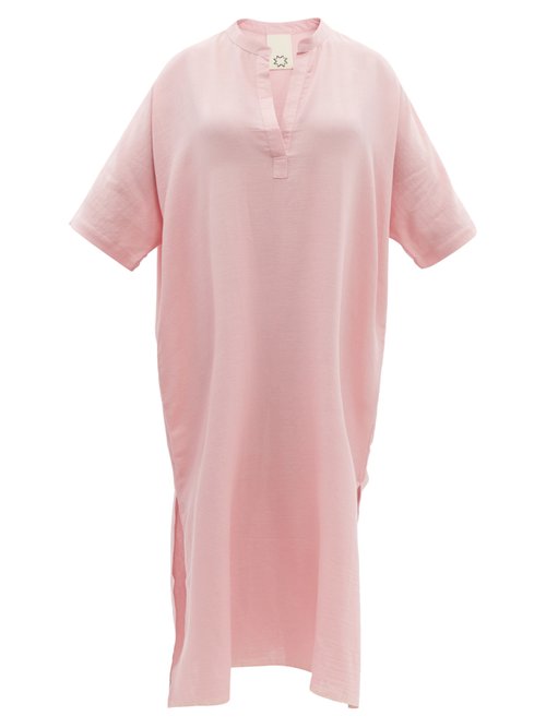 Marrakshi Life - V-neck Cotton Kaftan Pink Beachwear