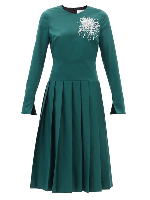 Duncan - Monolithic Bleeding Heart Cotton-twill Dress Green