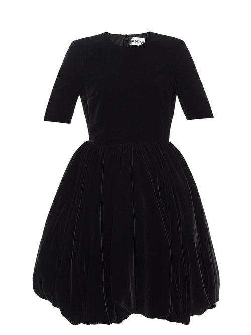 Duncan - Anna Bubble-hem Velvet Dress Black