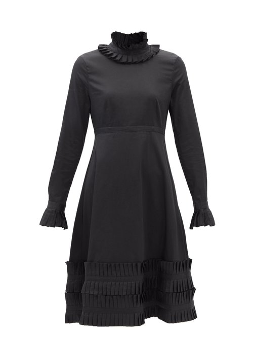 Duncan - Love Pleated Cotton-poplin Dress Black