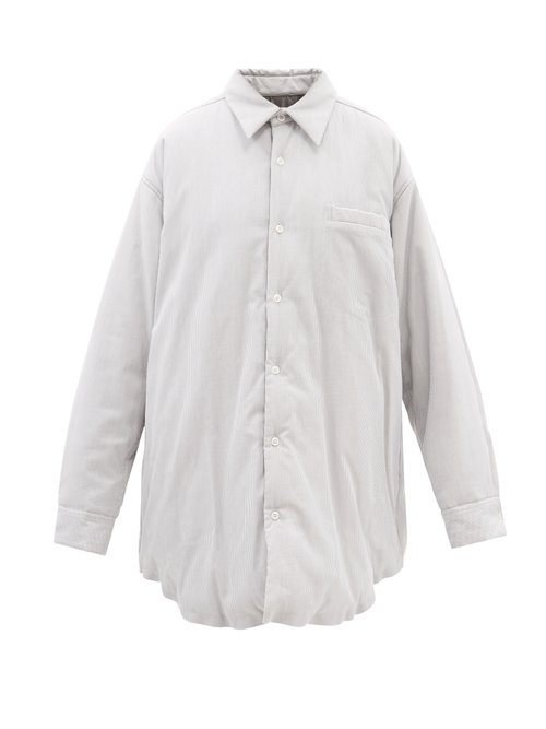 Maison Margiela - Padded Striped Cotton-poplin Shirt Grey Stripe