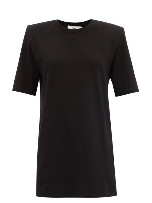 The Frankie Shop - Sean Padded-shoulder Cotton-jersey Dress Black
