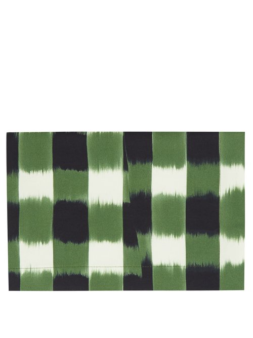 Marta Ferri Set Of Two Check Cotton-blend Placemats In Green Multi