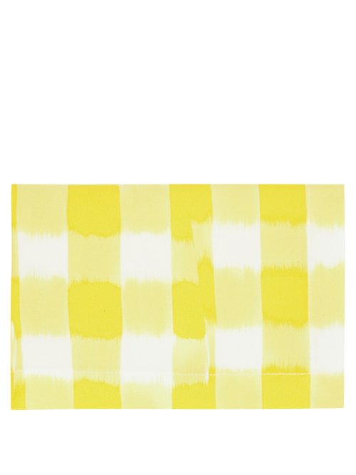 Marta Ferri Set Of Two Check Cotton-blend Placemats In Yellow Multi