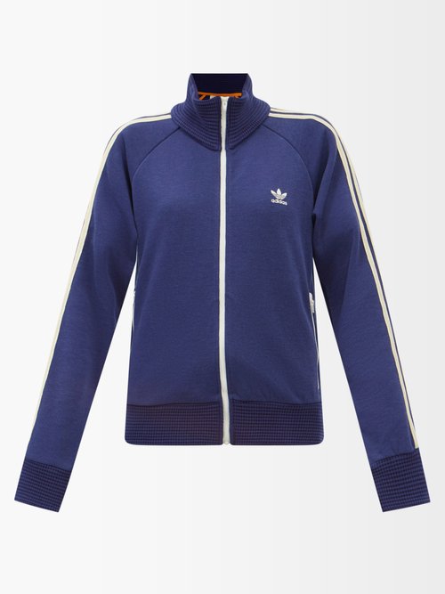 Adidas X Wales Bonner Logo-embroidered Jersey Track Jacket In Blue