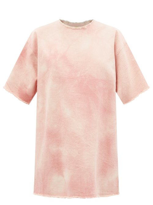 Marques'almeida - Tie-dyed Denim T-shirt Dress Pink White
