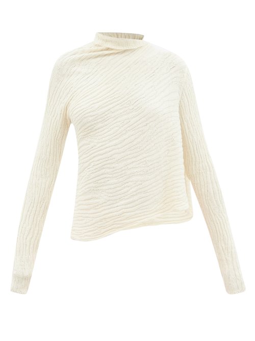 Buy Marques'almeida - Asymmetric Ribbed Recycled-cotton Sweater Beige online - shop best Marques'Almeida 