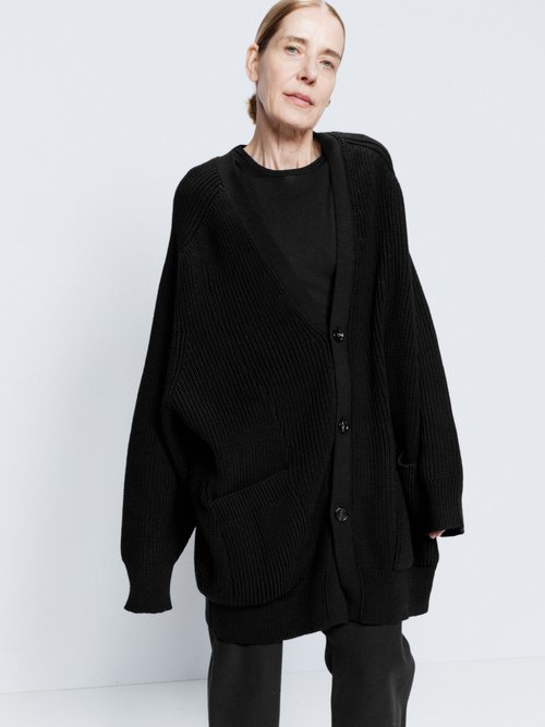 Raey - Chunky-knit Buttoned Wool Cardigan Black