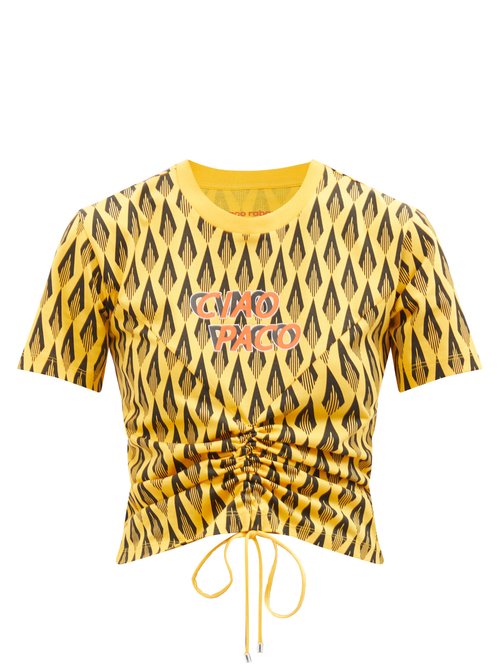 Paco Rabanne - Ciao Paco Geometric-print T-shirt Yellow Multi