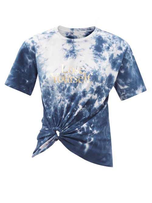 Paco Rabanne - Knotted Batik-dyed Cotton-jersey T-shirt Blue Multi