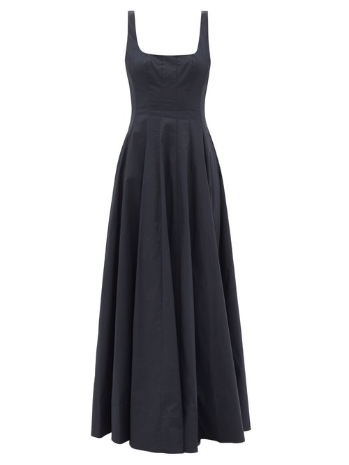 Staud - Wells Cotton-poplin Maxi Dress Black