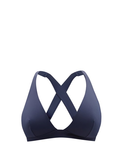 Form And Fold - The Tri Crossover-back D-g Bikini Top Navy Beachwear