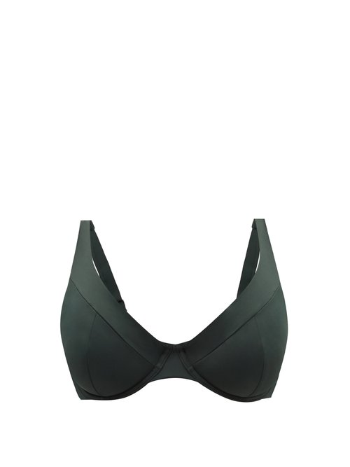 Form And Fold - The Line Underwired D-g Bikini Top Dark Green Beachwear