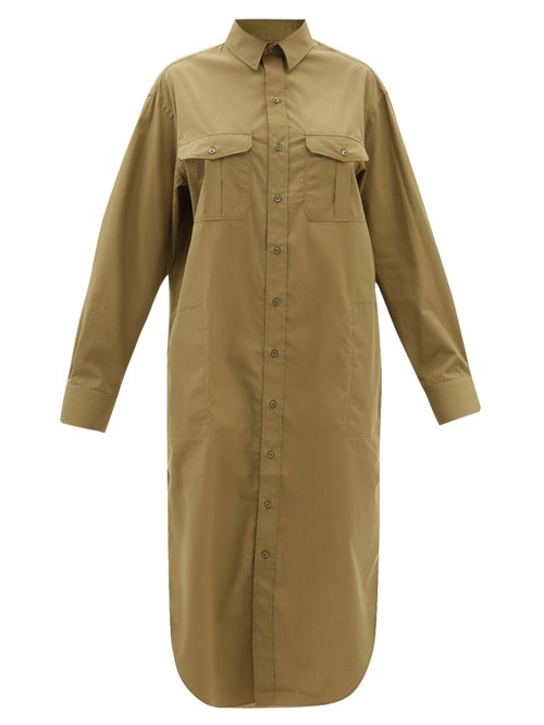 Wardrobe. nyc - Release 06 Cotton Midi Shirt Dress Khaki