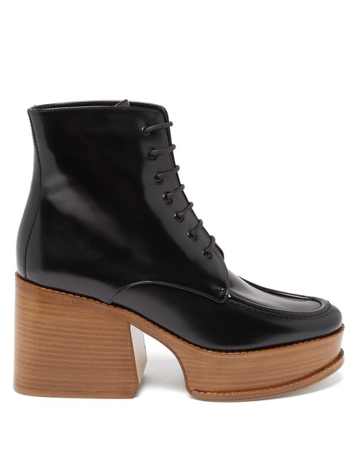Gabriela Hearst - Hattie Leather Platform Ankle Boots Black