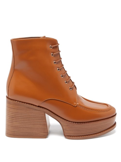 Gabriela Hearst - Hattie Leather Platform Ankle Boots Tan