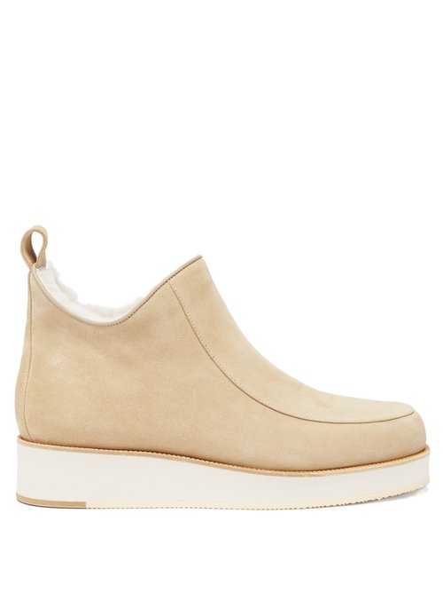 Gabriela Hearst - Harry Shearling-lined Suede Ankle Boots Beige