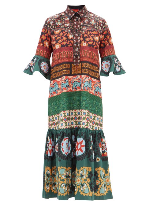 La DoubleJ - Artemis Patchwork-print Poplin Midi Dress