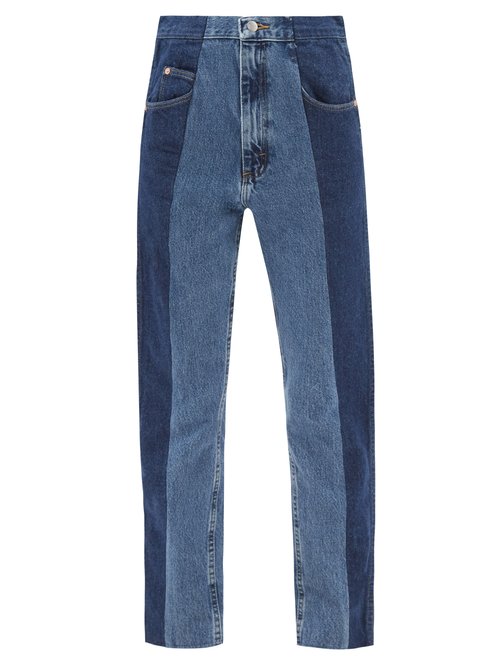 E.L.V. Denim The Twin Contrast Cropped Straight-leg Jeans