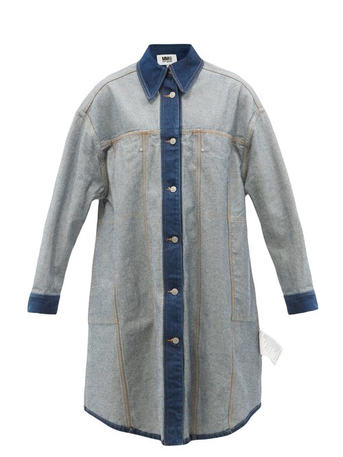 Mm6 Maison Margiela - Reversible Longline Denim Shirt Jacket Mid Denim