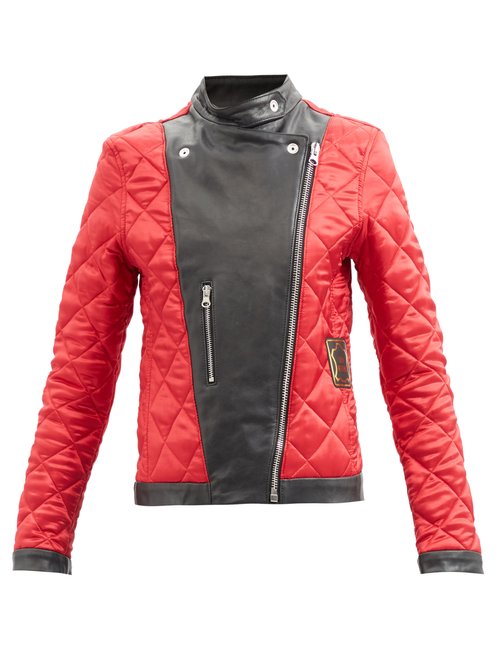 MM6 Maison Margiela Quilted Satin And Leather Biker Jacket