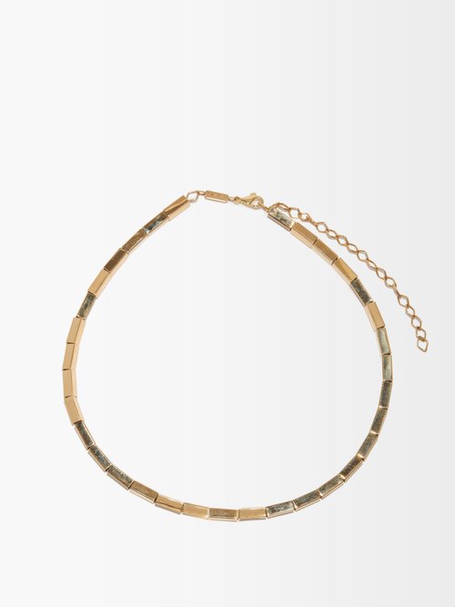 AZLEE 18kt Gold Bar-link Necklace