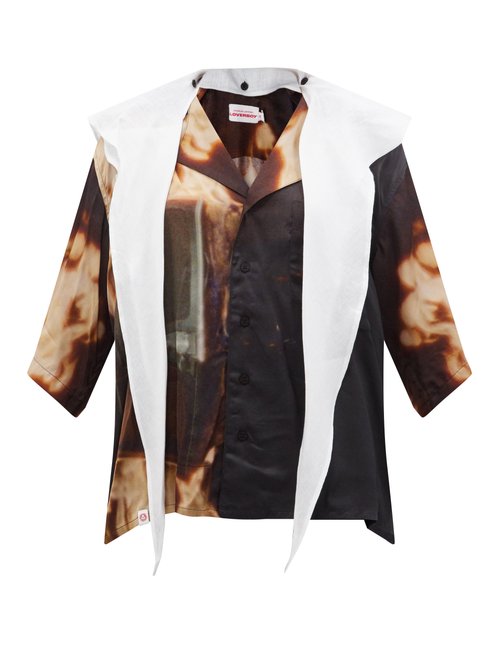 Charles Jeffrey Loverboy - Abstract-print Collared Crepe Shirt Brown Multi