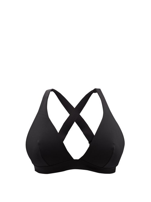 Form And Fold - The Tri Crossover-back D-g Bikini Top Black Beachwear